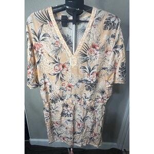 Seafolly Australia Floral V Neck Swim Cover Up Tunic Resort Cruise Vacation Wear